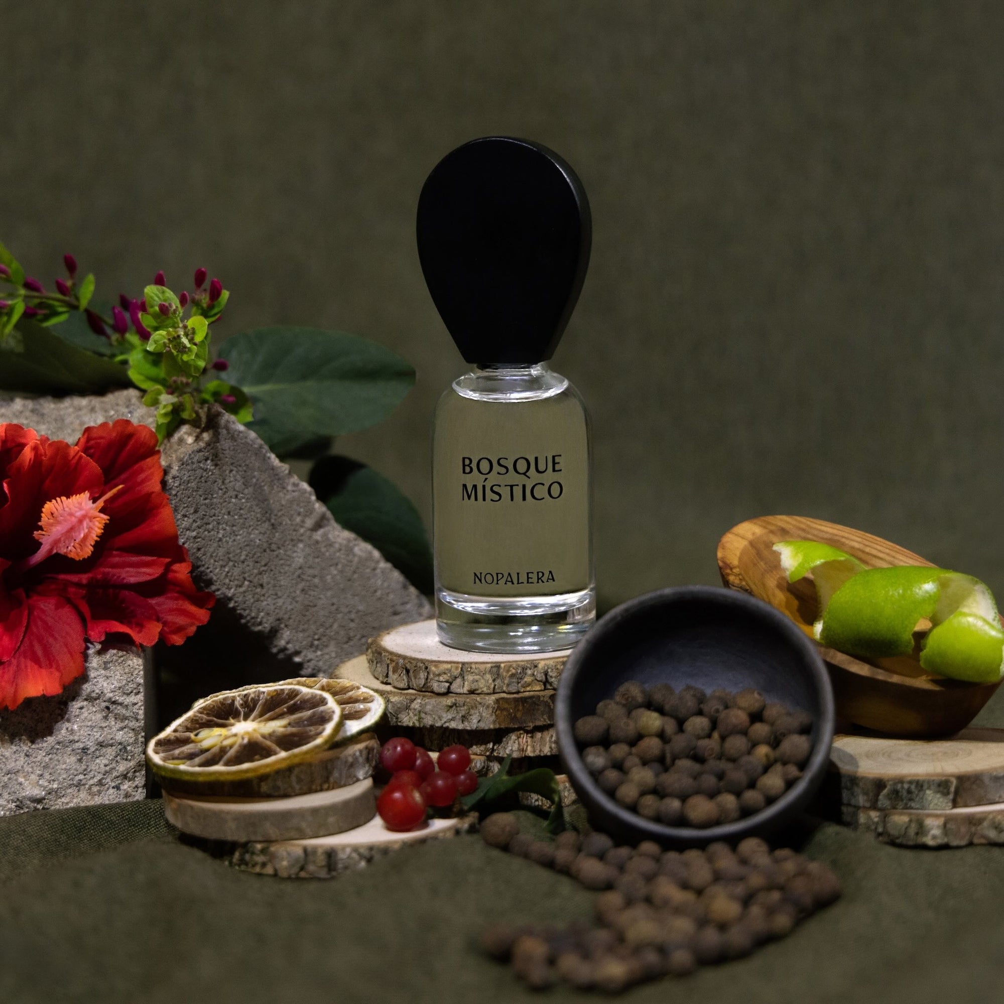 Luxury Mexican perfume Bosque Místico by Nopalera with citrus and spice notes