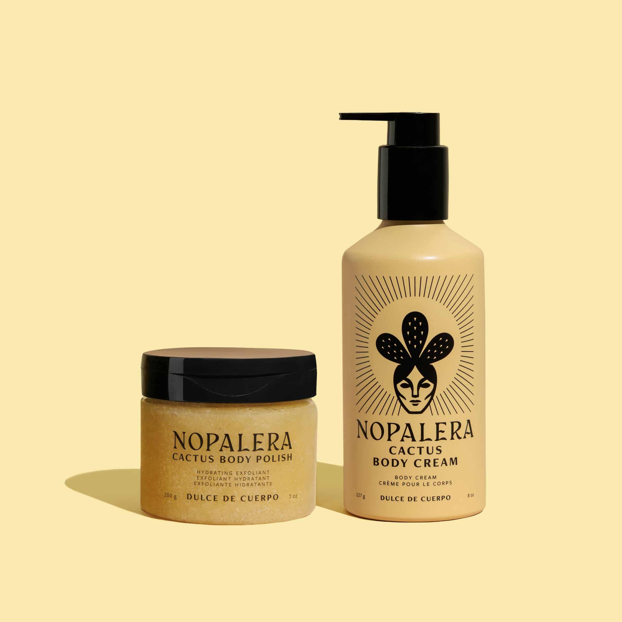 Nopalera cactus body polish and cream on a beige background
