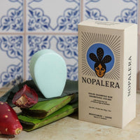 Nopalera Moisturize and Shine shampoo bar in a lifestyle setting