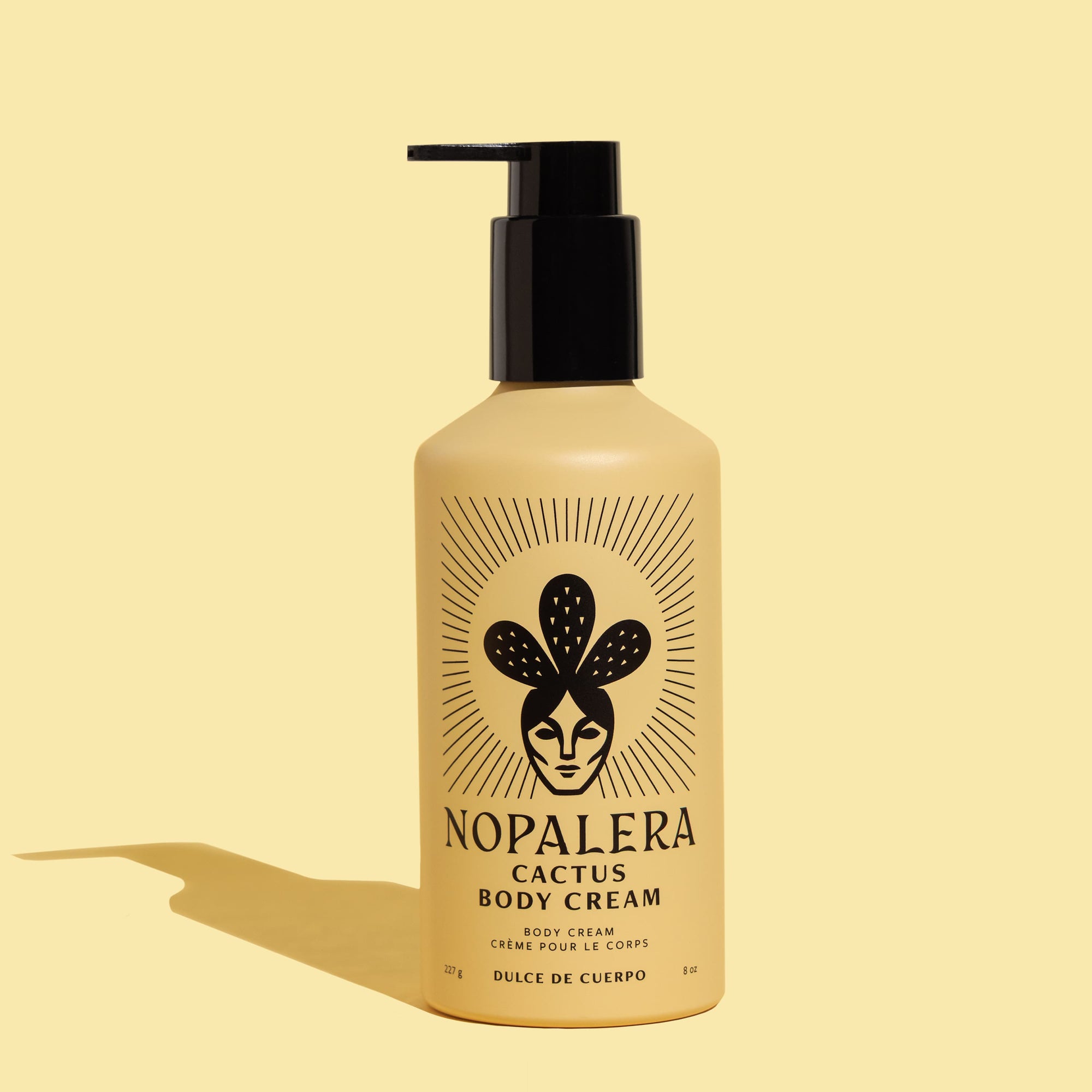 Nopalera cactus  Dulce de Cuerpo cream bottle on a beige background