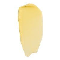 Swatch of light yellow Nopalera cream or frosting on a white background