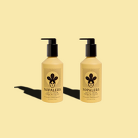 Two Nopalera cactus cream bottles displayed against a soft yellow background.